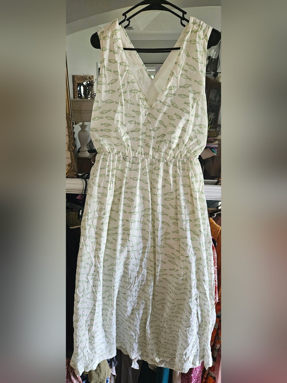 A New Day NWT Fish Print Open Back Maxi Dress Coastal M